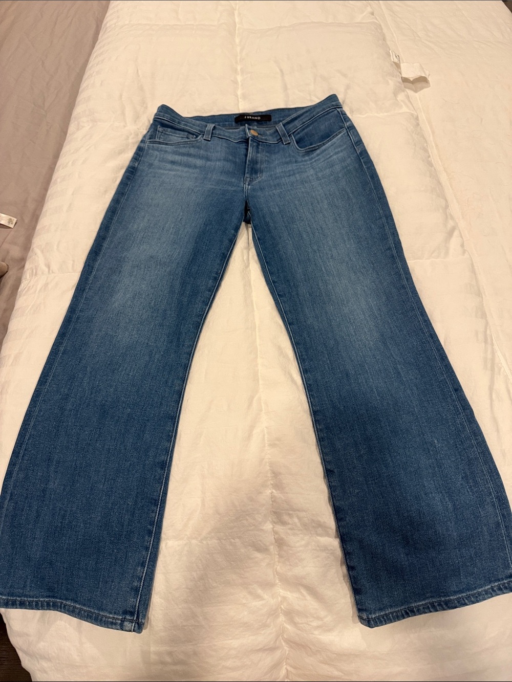 J Brand cropped Wide-Leg Jeans in Medium Blue Wash (Selena)